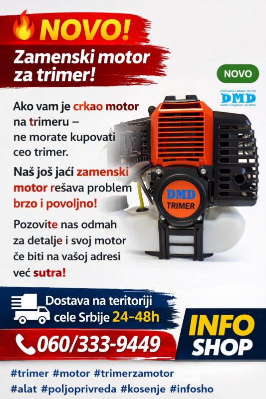 Motor dvotaktni za trimere, Motor ugradni DMD 52cc